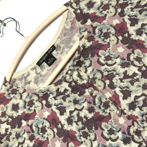 August Silk Womens Floral Cardigan With Pearl Buttons XL Pink Mauve Excellent - Picture 3 of 8